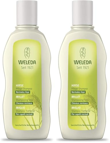 WELEDA Bio Hirse Pflege-Shampoo, Naturkosmetik Duschgel für die sanfte Reinigung von Haar und Kopfhaut, Pflegedusche für natürlichen Glanz und Spannkraft der Haare (1 x 190 ml) (Packung mit 2)