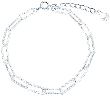 INFINIONLY Damen Silber Armband Kreatives Büroklammer Armbänder Elegante 925 Silber Verstellbares Ankerkette Mädchen Armband