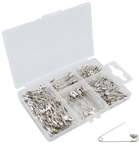 DNDGDLUA 250 Stück Sicherheitsnadeln, Sicherheit Pins, 250 Stück Silber Sicherheitsnadeln, Safety Pins, 4 Größen Sicherheitsnadeln für Kleidung 19mm–30 mm, für Basteln Nähen Säumen Craft