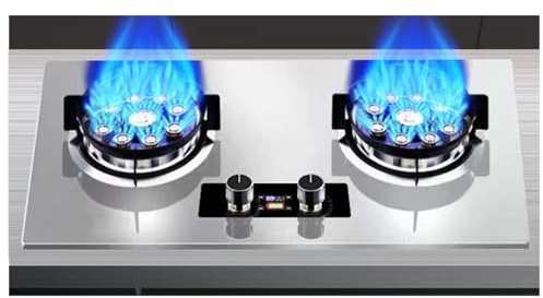 Acier Inoxydable Poele A Gaz - Gaziniere Gaz, Cuisinière À Gaz À Flamme Réglable, Poêle Domestique Facile À Nettoyer, Double Brûleur, Cuisinière À Gaz De Cuisine Avec Fonction Minuterie (Size : NG)