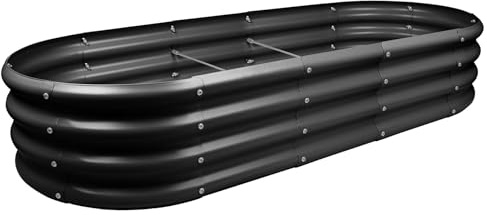 Harbour Housewares Raised Garden Bed - Anthracite - 180 x 90cm - Rounded - Bottomless Metal Raised Bed Galvanised Steel Planter Box for Growing Outdoor Plants, Vegetables, Flowers and Herbs