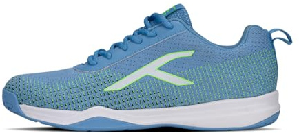 Hundred Blade Lite Non Marking Badminton Shoes (Blue/Lime Green/White, 12 UK/ 13 US/ 46 EU) | Unisex | Material: Knitted Upper & Rubber Sole Squash, Table Tennis, Volleyball, Basketball