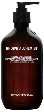 Grown Alchemist Invigorate Luxury Hand Wash - Orange, Cedarwood, Sage, Organic Hand Soap - Natural Vegan Bioactive Botanicals for Sensitive Skin, Moisturising, Hydrating - Liquid Gel Handwash 500 ml
