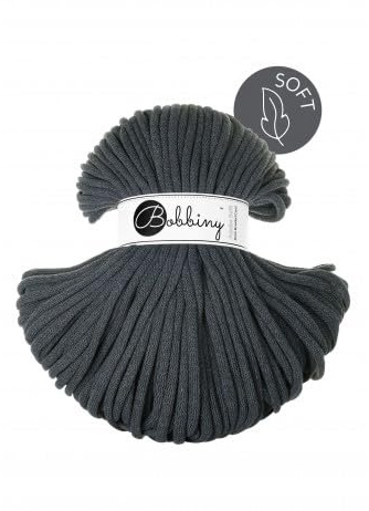 ReWu Flechtkordel Jumbo Soft - 8mm - Baumwollkordel Baumwollgarn Makramee Schnur Kordelband Natur Baumwolle 100m - Charcoal