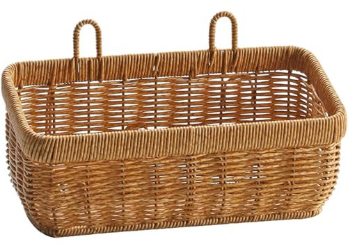 Wandkorb, hängender Korb 11x5.1 '' umweltfreundliche Plastik-Nachahmung Rattan Wandkorb Wasserdichtes DIY-Wandkorb Aufbewahrung mit verdickter Rahmenboden zum Aufbewahren und Dekor, Wandkorb Lagerung