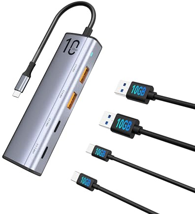 sunshot Hub USB 3.2 10Gbps Gen2 con 4 porte per MacBook, iPad, iPhone 15/Pro/Max, compatibile con laptop, telefono PC Tablet Supporta USB Flash Drive, lettore di schede, mouse, tastiera, MIDI, Mobile