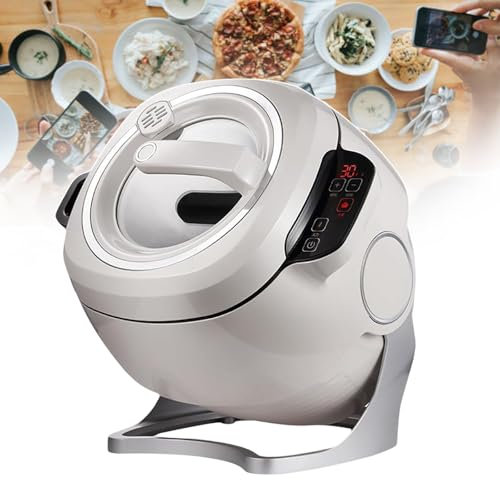 bcomedrag Máquina De Cocina Automática, Olla Salteadora Comercial De 6 L, Inicio con Un Clic, 3 Velocidades Ajustables, con Panel De Control Táctil, para El Hogar/Restaurante/Fábrica