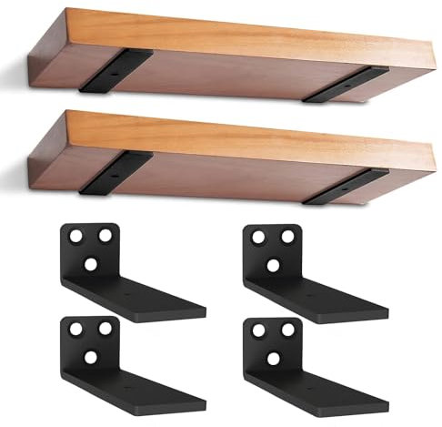 4 stück Regalhalterung Regalträger, Schwerlast Schwimmende Regalhalterungen für Wandanbringung DIY offenes mit Schraube und Ankern, Tragkraft 70 KG ( (Schwarz, 10 cm) 4in