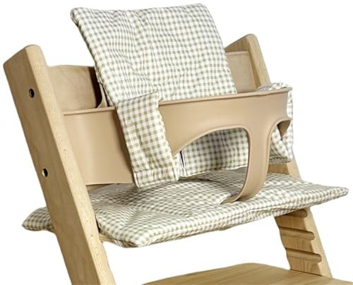 Chickwin Hochstuhl Sitzkissen 2-Teilig, Hochstuhl Kissen Universal Hochstuhl Kissen Abwaschbar Rutschfest für Ähnliche Treppenhochstühle (Einfarbig kariert,43 * 33cm)