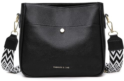 Leisofter Umhängetasche Damen Mittelgroß Handtasche Damen Crossbody Tasche für Frauen Leder Tasche Damen Schultertaschen Schwarz