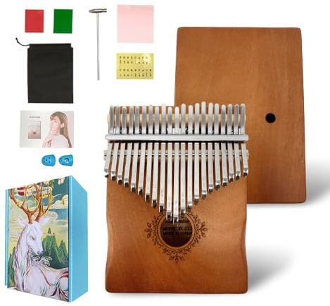 YoungMonic Kalimba Daumenklavier 21 Tasten Tragbares Mahagoni Fingerklavier mit Tragetasche, Stimmhammer Anleitung Musikgeschenk für Anfänger & Erwachsene