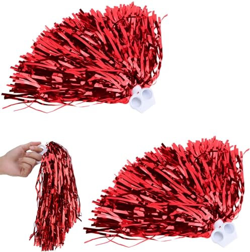 2 Stück Cheerleader Pompons,pompoms Cheerleading,Pompons Cheerleader,Cheerleader Accessoires,Cheerleader Pompons Rot Für Sportveranstaltungen,Ballspiele,Tänze,Karnevalspartys Verwendet