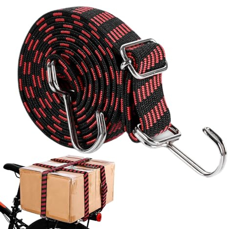 Cinghia elastica per bicicletta, 100 cm, resistente, per bagagli con ganci, attrezzatura automobilistica regolabile per biciclette o giardinaggio