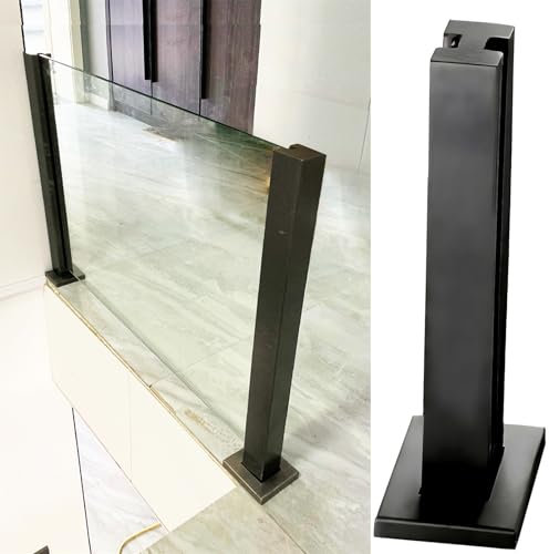 Générique Poteau en Verre Noir Mat de 70 cm pour Couloir de Piscine, Garde-Corps carré en Acier Inoxydable de 5 x 5 cm, Compatible avec Les Supports de Rail de Base en Verre trempé de 10 à 12 mm.