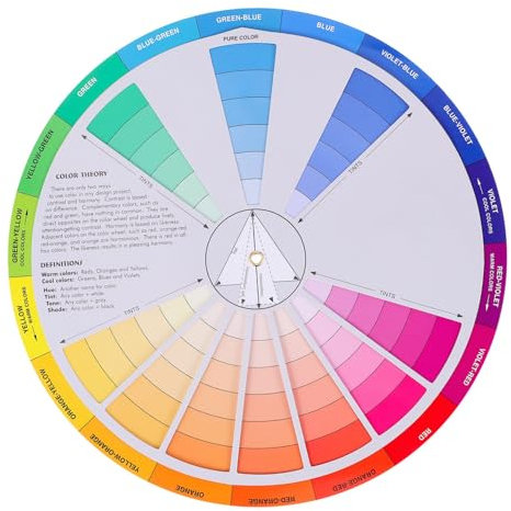 TEHAUX Color Mixing Wheel Chart for Artists Rotatable Gradient Color Guide for Makeup and Art Professionals for Blending Techniques