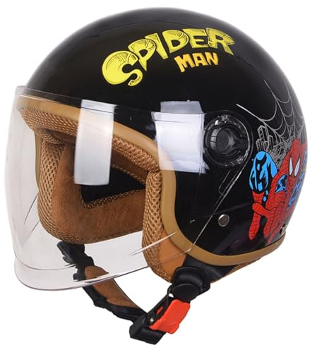 GJCKOPIUFA Casco Da Moto Jet Bambini 3-12 Anni, Omologato ECE 22.06, Casco Da Scooter, Motociclista, 50-57cm, Colore I