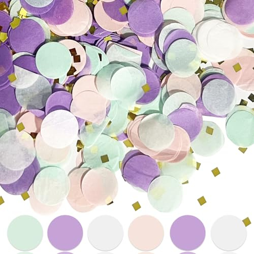 6000 Pieces Round Shaped Biodegradable Confetti Wedding Confetti Biodegradable for Weddings Valentines Anniversaries-Eco-Friendly Paper Round Hen Party Table Decoration (Light Purple)
