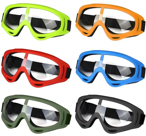 Puedno 6pcs Kids Safety Glasses, UV400 Protective Goggles, Kids Safety Goggles for Nerf Gun Game, Children's Safety Glasses for Outdoor Sports, 6 Colours