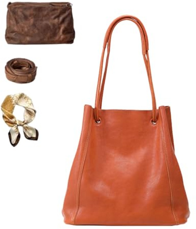 Generisch Womens Vegan PU Leather Soft Tote Bag, Large Capacity Retro Shoulder Bag, Simple Stylish Crossbody