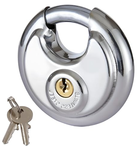 DOETYD Cadenas à disque en acier inoxydable de 70 mm avec anse de 9,5 mm, verrous résistants aux intempéries pour entrepôt, conteneur, garage, portail, abri de jardin, clôture, cadenas sécurisé