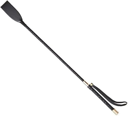 Premium Equestrian Riding Crop, Compact 12 Inch / 30cm Black Faux Leather Horse Training Whip, Lightweight Short Anti-Slip Grip, for Trail Riding Paddling
