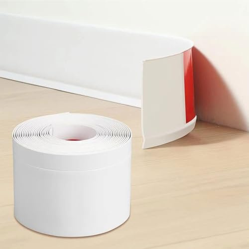 PVC Plinthe Souple Autocollante Imperméable Moulure Murale, Bande Décoration Murale Design Peel and Stick pour Bordure de Carrelage Plafond(15cm/5m)