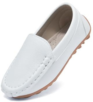Yeeteepot Mocasines de PU Cuero para Niños Blanco 32 EU = 33 CN
