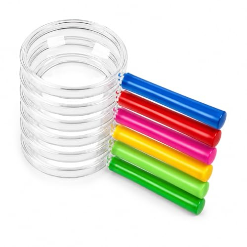 5X Kids Magnifying Glasses for Children Science Class & Reading | 6 Pcs Colorful Mini Handheld Magnifier with Plastic Handle, Small Lens for Outdoor Bug Observation Party Favors Fun Tool