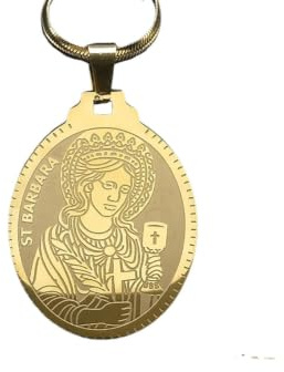Générique Collier médaillon Sainte Barbe pour hommes Femmes Couleur argentée Religion vintage Chaîne de bijoux en croix