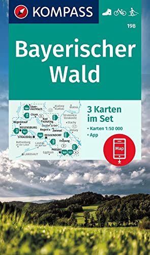 KOMPASS Wanderkarten-Set 198 Bayerischer Wald (3 Karten) 1:50.000: inklusive Karte zur offline Verwendung in der KOMPASS-App. Fahrradfahren. Skitouren.
