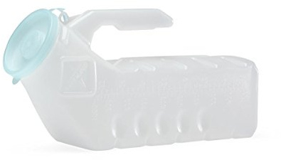 Medline Deluxe Male Urinal with Glow-in-the-Dark Cover, 32-Ounce/1,000 Milliliter Graduated, Splash-Resistant Lid, Case of 48 Each