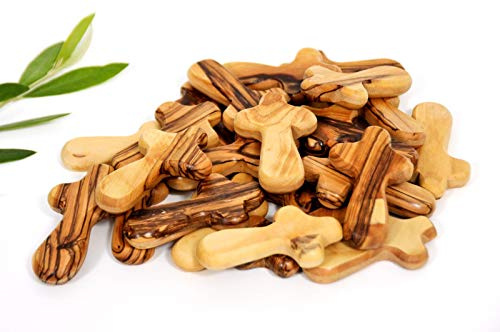 Olive Wood Small Pocket - Holding Crosses (25)