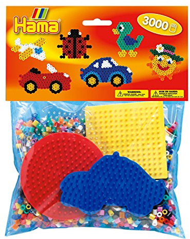 Hama 4413 - Packung für Spielgruppen, ca. 3000 Bügelperlen, 4 Stiftplatten und Zubehör