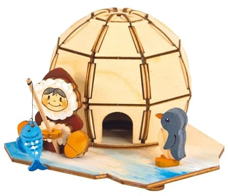Drechslerei Kuhnert - Hobaku Bastelset - Rauchhaus/Räucherhaus - Motiv: Iglu - Dekoration aus Holz zum Zusammenbauen - Maße: ca. 13 x 12 x 9 cm - Made in Germany