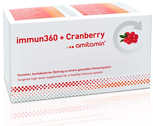 amitamin© Immun 360 + Cranberry | 120 Multivitamin Komplex Kapseln | hochdosiert | 26 A -Z Vitamine + Mineralien | Premium Rohstoffe | Apothekenqualität seit 2010 | vegan | deutsche Herstellung