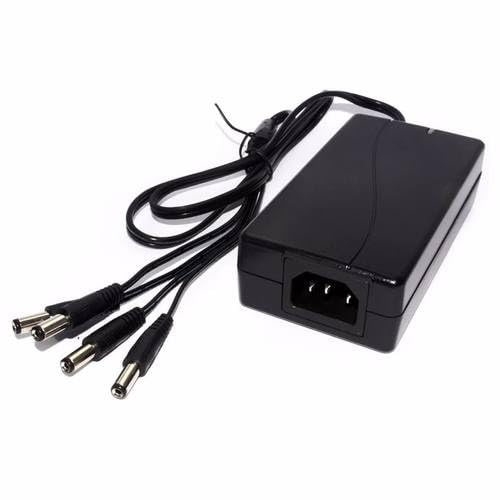 OYN-X PSU54-B 4 Way 12C DC CCTV Power Supply Fly Leads to Power 4 Different Cameras - Black