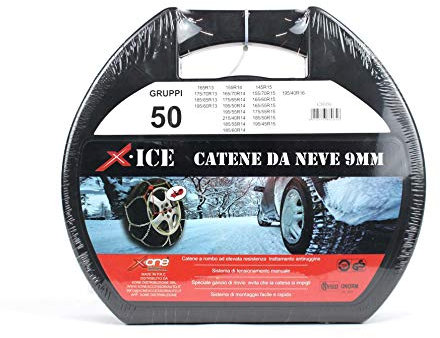 Catene da Neve Catena per Auto 9MM Omologata TUV Certificazione Europea (GRUPPO50)65-13 175/70-13 185/65-13 195/60-13 155-14 165/70-14 175/65-14 195/50