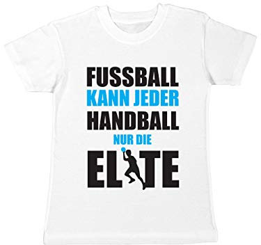 clothinx Kinder T-Shirt Fussball Kann Jeder Handball Nur Die Elite Weiß Gr. 140