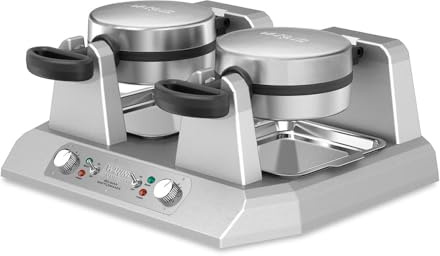 Waring Commercial WW250X Double Side by Side Belgian Waffle Maker, Coated Non Stick Cooking Plates, Produces 50 Waffles Per Hour,120V, 2400W, 5-20 Phase Plug