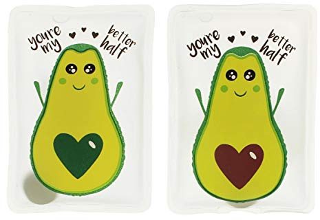 Handwärmer Taschenwärmer Sets wiederverwendbar, Wärmepad für kalte Tage und für unterwegs, Wärmeknickkissen mit tollen Motiven (2er-Set Kawaii Avocados)