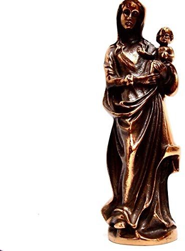 Maria mit Kind Arbeit aus Bronze 22 cm Figur Skulptur Frau Bronzefigur frostfest