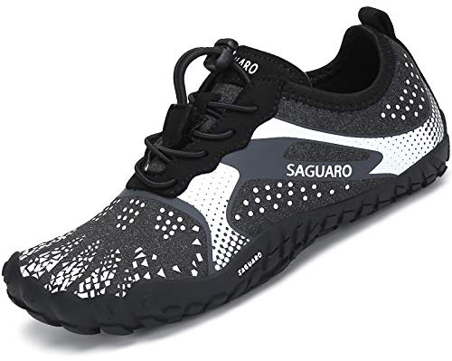 SAGUARO Barfotaskor barfota sneakers flickor andningsbara minimalistiska sneakers, 24–36 EU, Vit, 27 EU