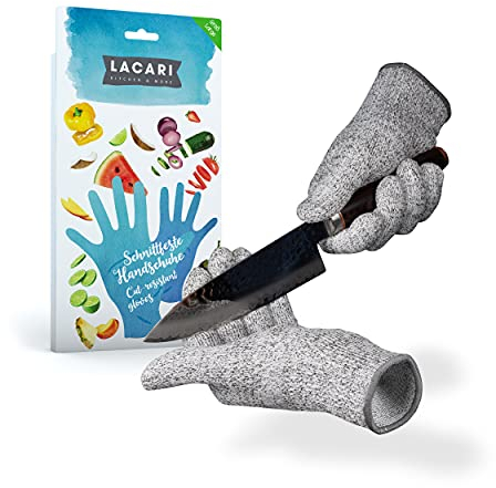 Guanti antitaglio | Guanti antitaglio cucina | Alta sicurezza | Lacari ORIGINALE Guanti da Giardinaggio | Livello di resistenza al taglio 5 | Certificato EN-388 | 1 Paio Guanti antitaglio [L/XL]