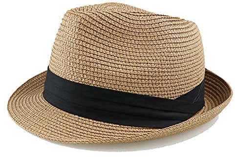 HilyBony - Cappello di paglia pieghevole estivo per ragazzi e ragazze, cachi, 2-5 anni