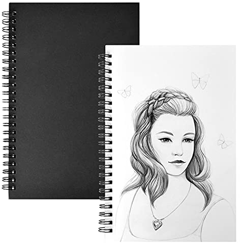 Jinlaili 2 Stück A5 Zeichenblock Hardcover, 100 Seite Künstler Skizzenblock, Recycelbar Skizzen-Buch, Spiralgebundenes Skizzenbuch, Skizzenbuch in Hardcover,Zeichenblöcke zum Zeichnen, Skizzieren