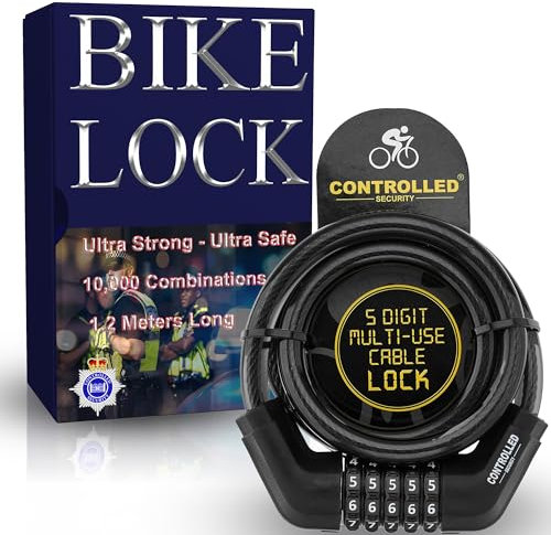 High-Security Bicycle Chain Lock - Durable Anti-Theft Cycle Lock with Easy-to-Use 5-Digit Code - Ideal for E-Bikes, Scooters & Prams