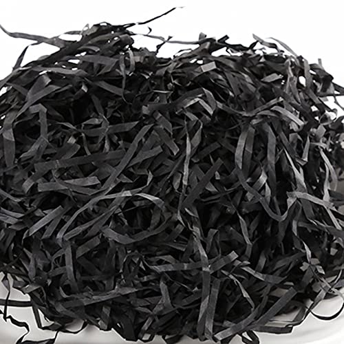 Zhongtou 200g Geschreddertes Papier für Geschenkbox Füllmaterial Schwarz Raffia Hamper Shreds Bast-Gras Geschenk Füllung für osternest Körbe Füllpapier Korbgras Partybedarf DIY Dekorations
