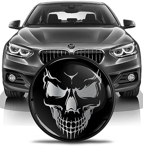 SkinoEu kompatibel mit BMW Emblem Motorhaube und Kofferraum 82 mm Schwarz passend für OEM 51147057794 Totenkopf Silber EN 15