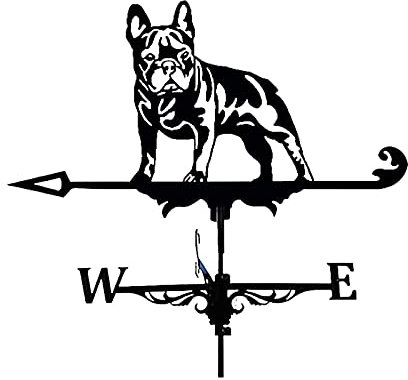 Bouledogue Girouette Ferme Girouette Noir en Acier Inoxydable Girouette Indicateur De Direction pour Toit Extérieur Jardin Montage Cour Décor