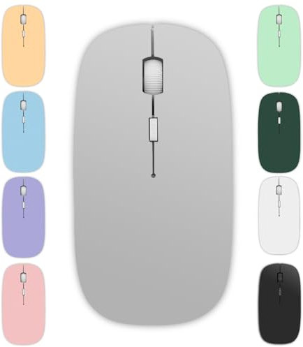 aichiw Mouse Bluetooth senza fili, Mouse ricaricabile, 2.4GHz con ricevitore USB, Bluetooth, tracciamento ottico fino a 1600 DPI, ambidestro, compatibile con PC, Mac, Laptop (argento)